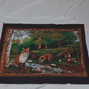 Fox Love #6105 Springs Industries Cotton Fabric Panel 34" X 42" Vintage 90s